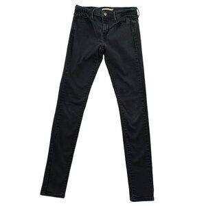 Levis Womens Jeans Size 29 710 Super Skinny Black Denim Ankle Stretch Low Rise